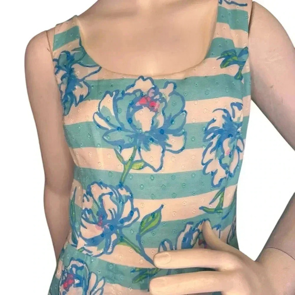 Lilly Pulitzer size 12 striped blue and white floral print Roswell posey dress. - Picture 7 of 10